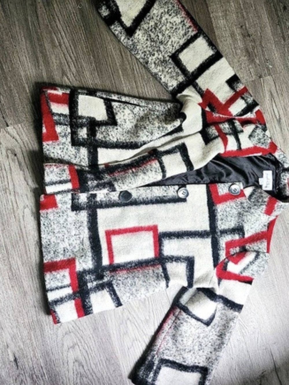 Joseph Ribkoff Geometric Plaid Swing Jacket - Picture 4 of 4